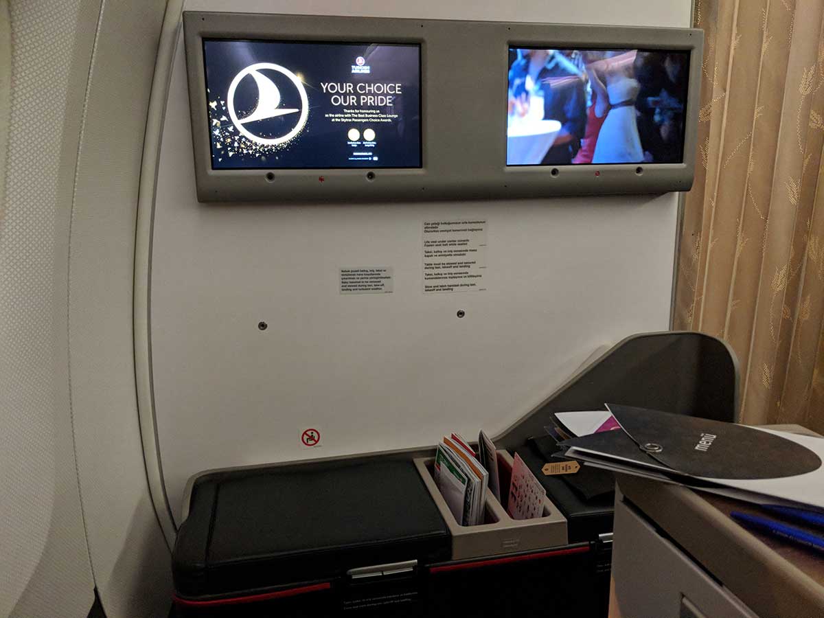 Turkish Airlines Business Class Hong Kong to Istanbul Seats